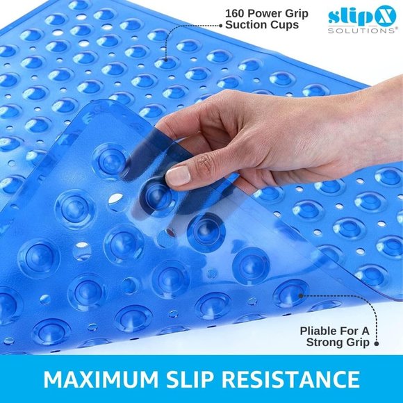 Square Shower Mat 21"x21" Grippy Textured Surface Strong Suction Cups Non-Slip - Picture 2 of 8